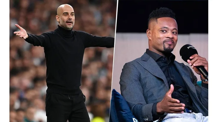 Guardiola y Evra.