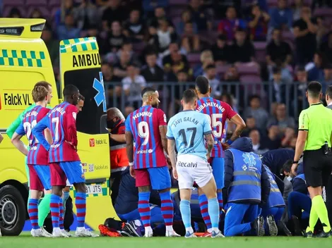 Alarma en Barcelona: Araújo chocó con Gavi y salió en ambulancia