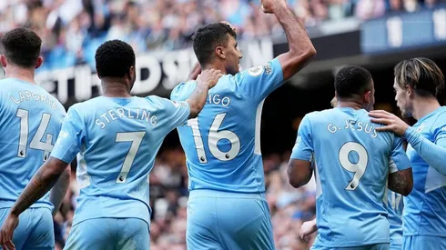 Manchester City en festejo de gol.
