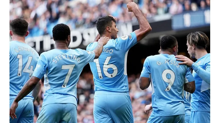 Manchester City en festejo de gol.