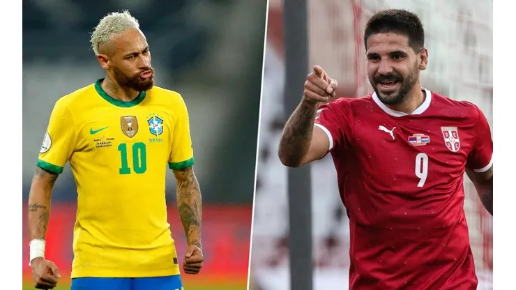 Neymar y Aleksandar Mitrović.