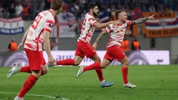 Festejo de gol de Leipzig.