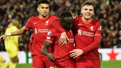 El festejo de Mané por su gol ante Villarreal.