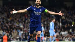 Benzema en festejo de gol.