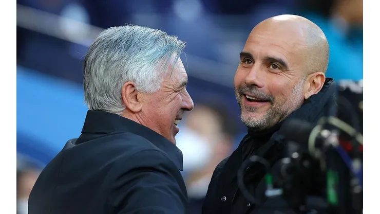 Ancelotti y Guardiola, entrenadores de Real Madrid y Manchester City.