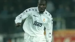 Freddy Rincón en un encuentro con Real Madrid.