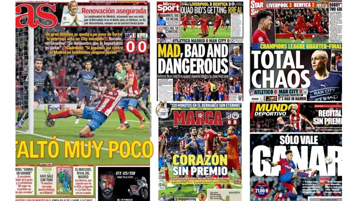 Portadas de los medios luego del Atlético de Madrid vs. Manchester City.