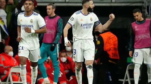Benzema y Rodrygo celebran.