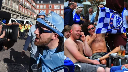 Aficionados del Chelsea y Manchester City en Madrid.