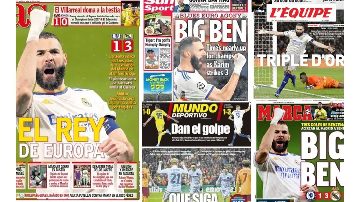 Las portadas de los medios tras la victoria del Real Madrid ante Chelsea.