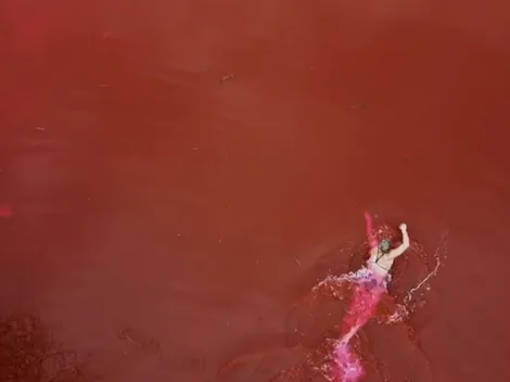 Campeona olímpica nada en "agua con sangre" frente a la embajada rusa