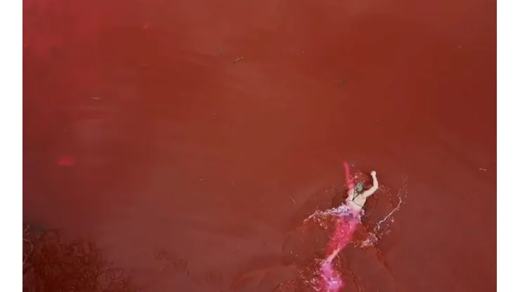 Campeona olímpica nada en "agua con sangre" frente a la embajada rusa