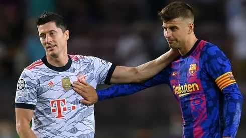 Robert Lewandowski y Gerard Piqué en el Camp Nou.
