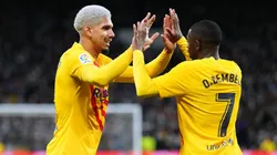 Ronald Araújo y Ousmane Dembélé, en un partido de Barcelona.