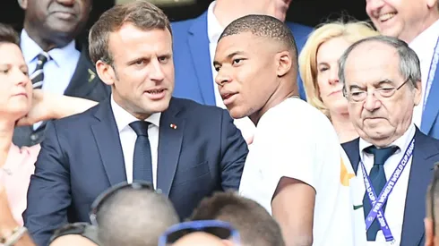 Emmanuel Macron y Kylian Mbappé.