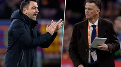 Xavi Hernández y Louis Van Gaal.