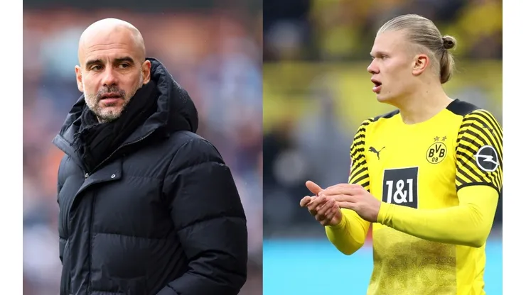 Pep Guardiola y Erling Haaland.