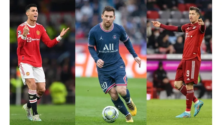 Cristiano Ronaldo, Lionel Messi y Robert Lewandowski.