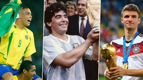 Ronaldo Nazário, Diego Armando Maradona y Thomas Müller.