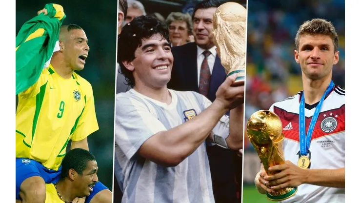 Ronaldo Nazário, Diego Armando Maradona y Thomas Müller.