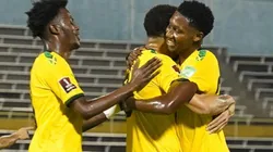 Festejo de gol de Jamaica.