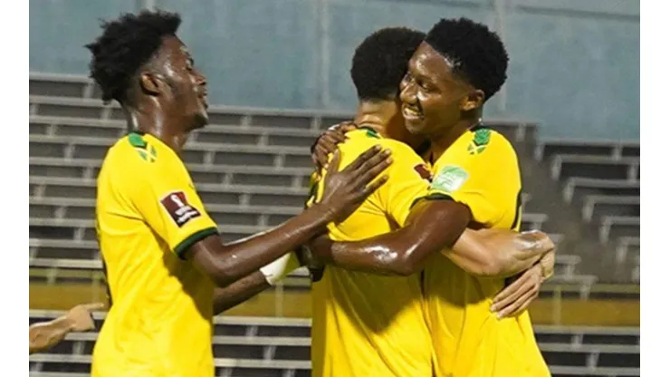 Festejo de gol de Jamaica.