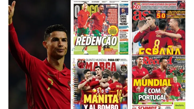 Cristiano Ronaldo y las portadas de los medios tras la clasificación a Qatar 2022.
