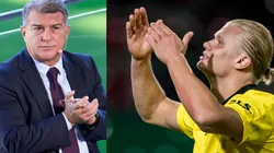 Joan Laporta y Erling Haaland.