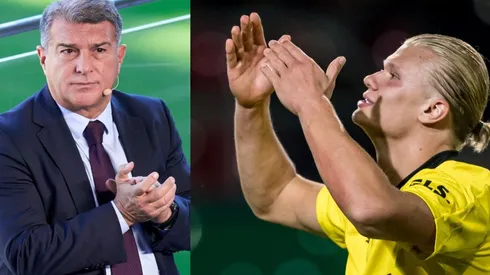 Joan Laporta y Erling Haaland.