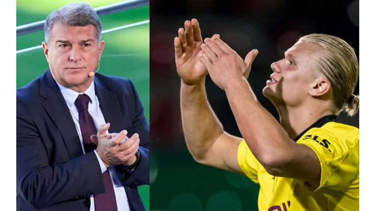 Joan Laporta y Erling Haaland.