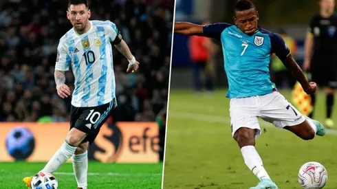 Lionel Messi y Pervis Estupiñán.