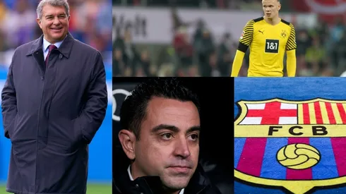 Joan Laporta, Xavi Hernández y Erling Haaland.