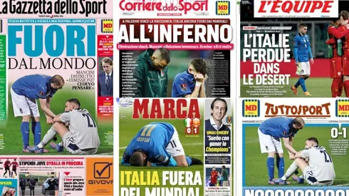 Las portadas de los medios tras la eliminación de Italia.