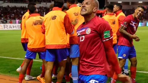 Festejo de gol de Costa Rica.
