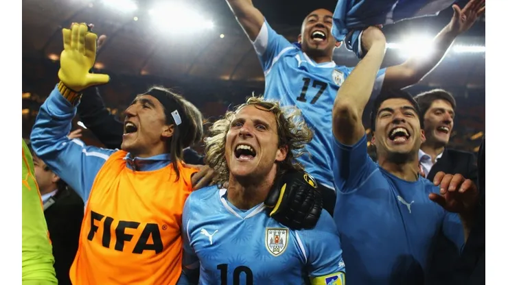 Jugadores de Uruguay en Sudáfrica 2010.