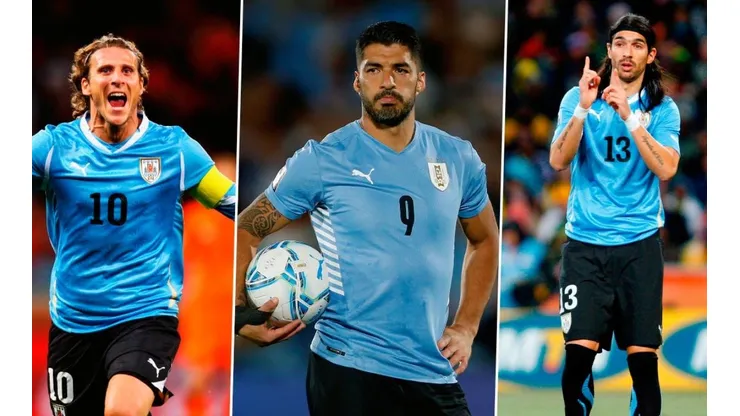 Diego Forlán, Luis Suárez y Sebastián Abreu.