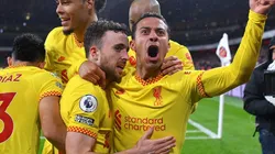 Festejo de gol de Liverpool.