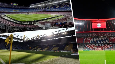 Estadios: Camp Nou, Signal Iduna y Allianz Arena.