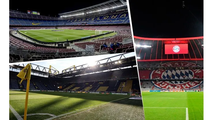 Estadios: Camp Nou, Signal Iduna y Allianz Arena.