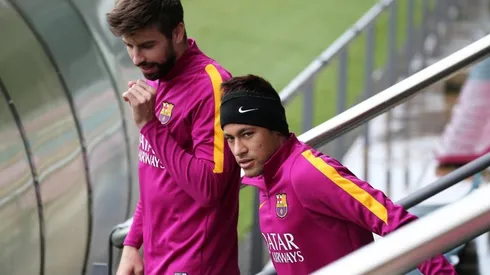 Piqué y Neymar, en un entrenamiento de Barcelona en 2016.