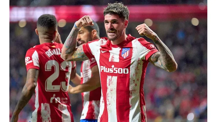 Festejo de gol de Rodrigo De Paul con Atlético.