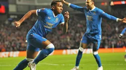 Festejo de gol de Rangers por Alfredo Morelos.