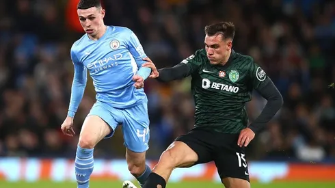 Acción de juego entre City y Sporting