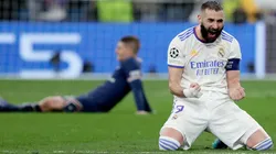 Festejo de gol de Benzema.