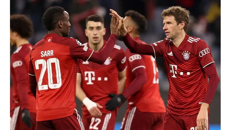Festejo de gol de Bayern Múnich.