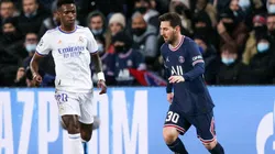 Messi y Vinicius Jr., en la ida entre PSG y Real Madrid.