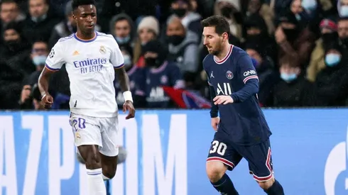 Messi y Vinicius Jr., en la ida entre PSG y Real Madrid.