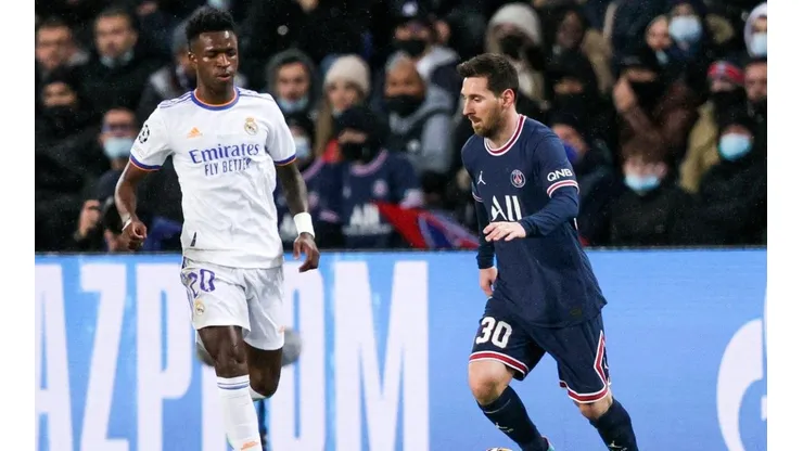 Messi y Vinicius Jr., en la ida entre PSG y Real Madrid.