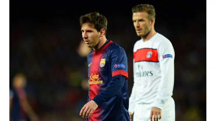 David Beckham enfrentando a Messi en 2012 - PSG - Barcelona