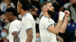 Celebración de gol de Real Madrid con sus hinchas.